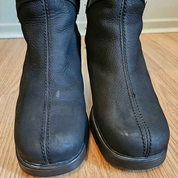 Anfibio Women's Moto Mid Calf Leather Biker Square Toe Black Boho Boots Size 37. - Picture 7 of 15